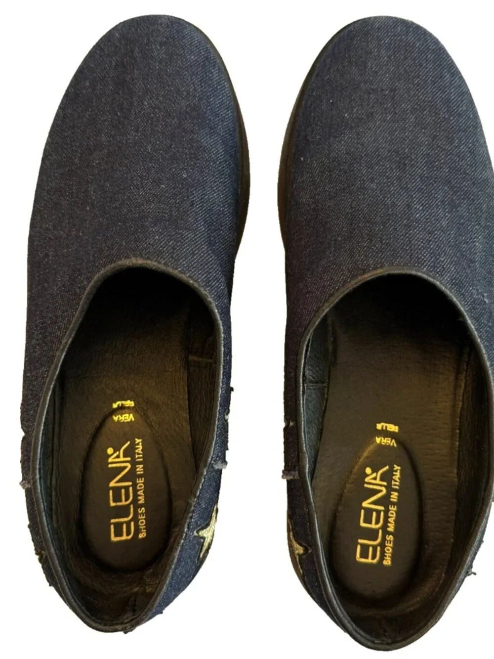 ELENA SHOES DENIM LEATHER LINED MULES MADE IN ITALY WOMENS 38 US SIZE 8 9